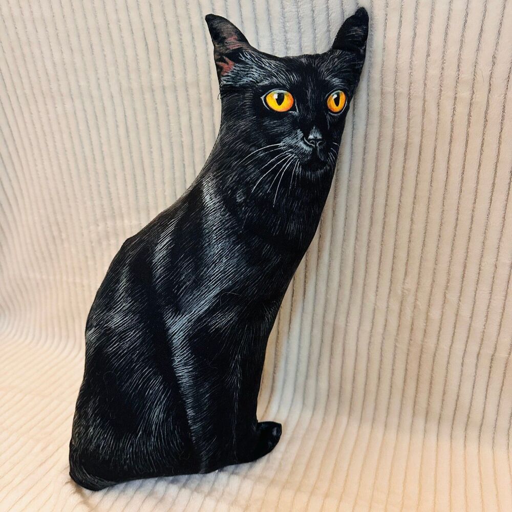 Vintage Black Cat Shaped Decorative Pillow